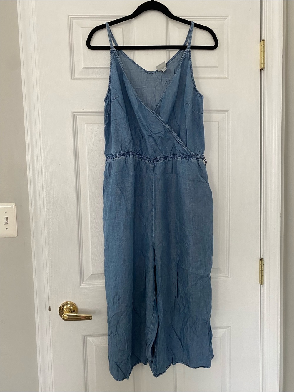 Blue sleeveless jumpsuit, women’s medium